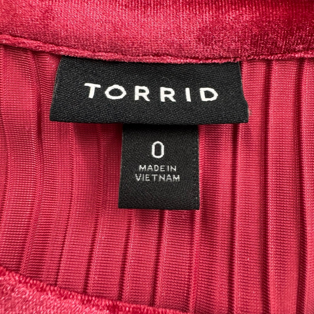 Torrid Velvet Pleated Goddess Tank Top Womens 0 Red Sleeveless Summer Casual - Picture 7 of 9